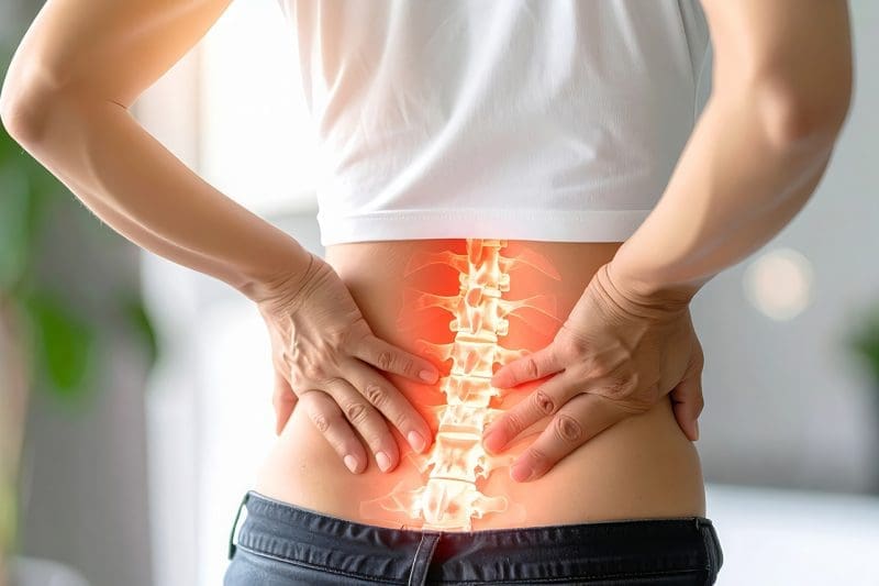 A woman with back pain.